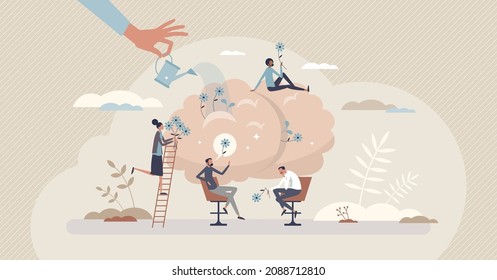 Psychotherapy And Psychological Support For Patient Care Tiny Person Concept. Recovery And Mental Rehabilitation After Depression Or Trauma Vector Illustration. Psychologist Therapy As Talking Session