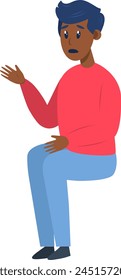 Psychotherapy session - black man talking to psychologist sitting. Mental health concept, vector illustration in flat style