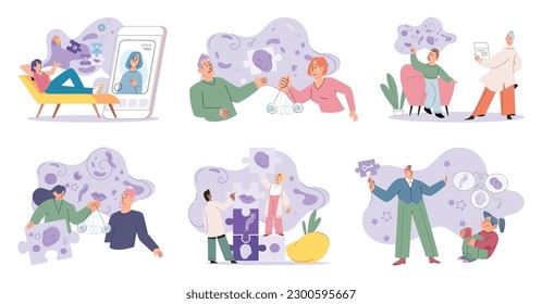Psychotherapy session with cognitive analysis. Mental health, psychology concept. Mental health improvement, treatment for anxiety neurosis, mental equilibrium. Mental therapy sessions for open mind