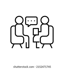 Psychotherapy session. People talking. Pixel perfect, editable stroke line art icon