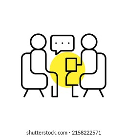 Psychotherapy session. People talking. Pixel perfect, editable stroke line icon