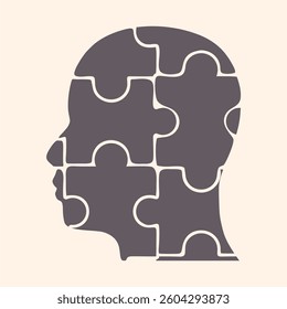 Psychotherapy, stress and psychosis. Human puzzled head. Personality disorder and depression