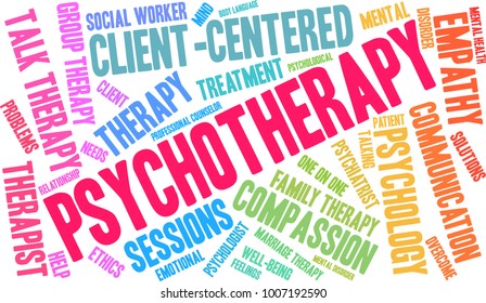 Psychotherapy word cloud on a white background. 