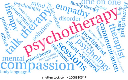 Psychotherapy word cloud on a white background. 