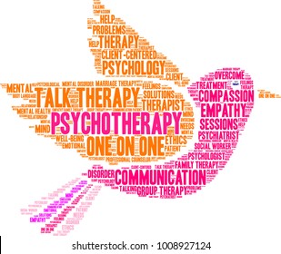 Psychotherapy word cloud on a white background. 