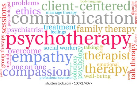 Psychotherapy word cloud on a white background. 