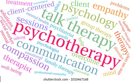 Psychotherapy word cloud on a white background. 