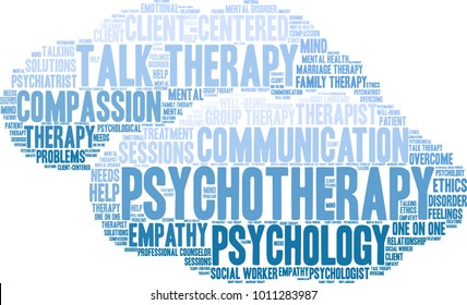 Psychotherapy word cloud on a white background. 