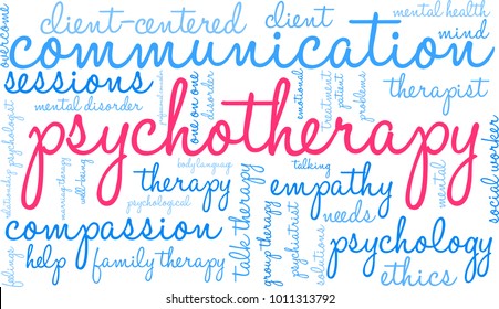 Psychotherapy word cloud on a white background. 
