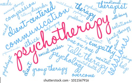 Psychotherapy word cloud on a white background. 