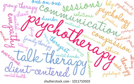 Psychotherapy word cloud on a white background. 