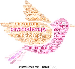 Psychotherapy word cloud on a white background. 