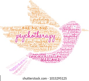 Psychotherapy word cloud on a white background. 