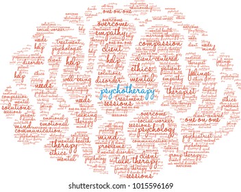 Psychotherapy word cloud on a white background. 