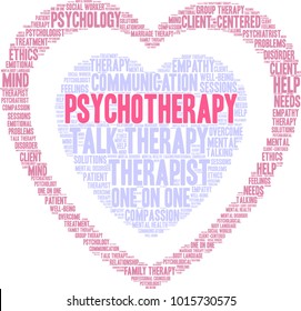 Psychotherapy word cloud on a white background. 