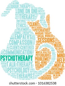 Psychotherapy word cloud on a white background. 