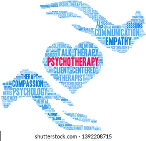 Psychotherapy word cloud on a white background. 