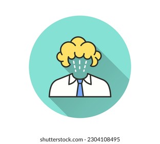 Psychotic icon with long shadow for graphic and web design.