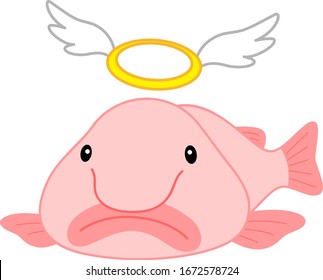 Psychrolutes marcidus Blobfish Character illustration Vector