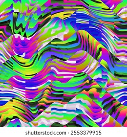 Psyhidelic vector wave. Seamless texture.
