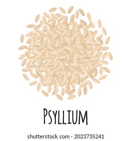 Psyllium for template farmer market design, label and packing. Natural energy protein organic super food. Vector cartoon isolated illustration.