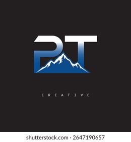 PT Creative Mountain Logo Bold Gradient Letter mark Branding Design for Business Outdoor Brands