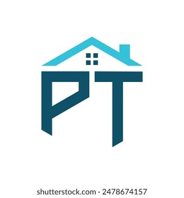 PT House Logo Design Template. Letter PT Logo for Real Estate, Construction or any House Related Business