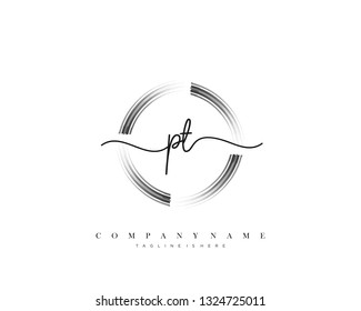 PT initial handwriting logo template vector