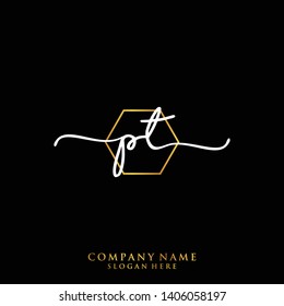 PT Initial handwriting logo template