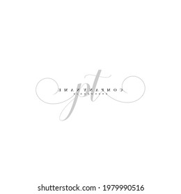 PT Initial handwriting logo vector illustration