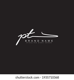 Logotipo de letra inicial PT - logotipo de firma manuscrita