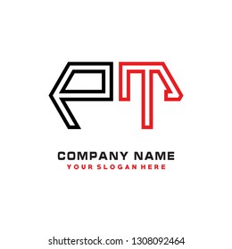 PT initial letter, modern logo design template vector