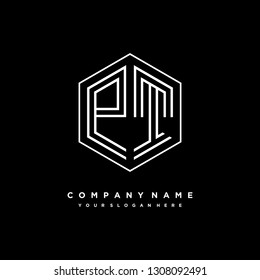 PT initial letter, modern logo design template vector