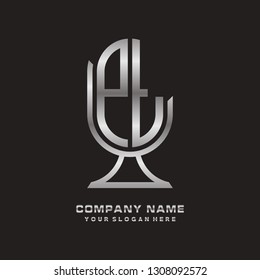 PT initial letter, modern logo design template vector