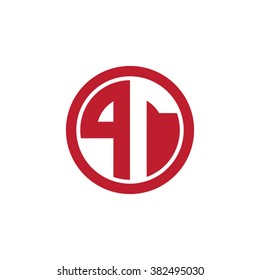 PT initial letters circle business logo red