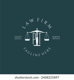 PT initial monogram for lawfirm logo with scale design vector
