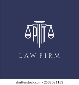 Monograma inicial de PT para el logotipo del bufete de abogados con Imagen de Vector de escalas
