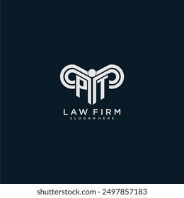 PT initial monogram logo lawfirm with pillar design