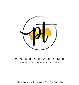 PT initial signature logo. handwriting logo template vector,