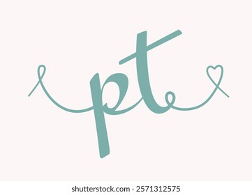 PT initial wedding monogram calligraphy vector illustration. Hand drawn lettering p and t love logo design for valentines day poster, greeting card, photo album, banner print or tattoo.