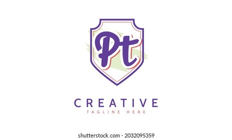 PT Initials, handwriting logo vector