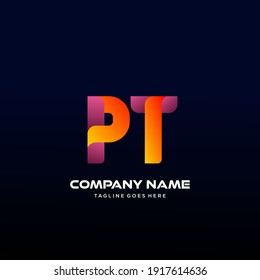 Vector de logotipo inicial de la carta PT con un logotipo colorido para los medios de comunicación