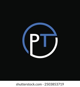 PT Letter Logo Design Template Vector on black background