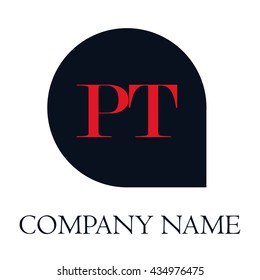 PT Letter red , Abstract black background logo, Design identity in shape, Alphabet letter
