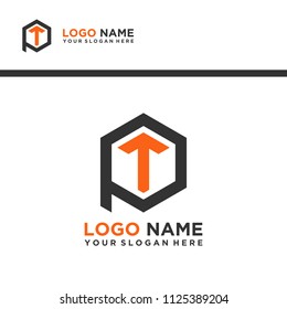 PT logo letter initial, Abstract polygonal Background Logo,