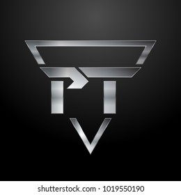 PT Logo, Metal Logo, Silver Logo, Monogram, Polygon