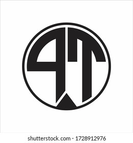 Logotipo PT círculo monograma con estilo de cinta en fondo blanco