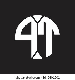 Monograma del logotipo PT con el estilo de cinta circular