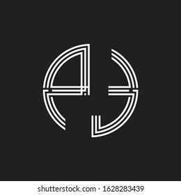 PT Logo monogram triple ribbon style line design template isolated on black background