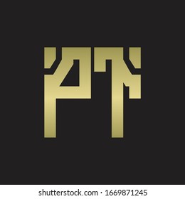 Logotipo PT con una plantilla de diseño de forma escamosa con colores dorados